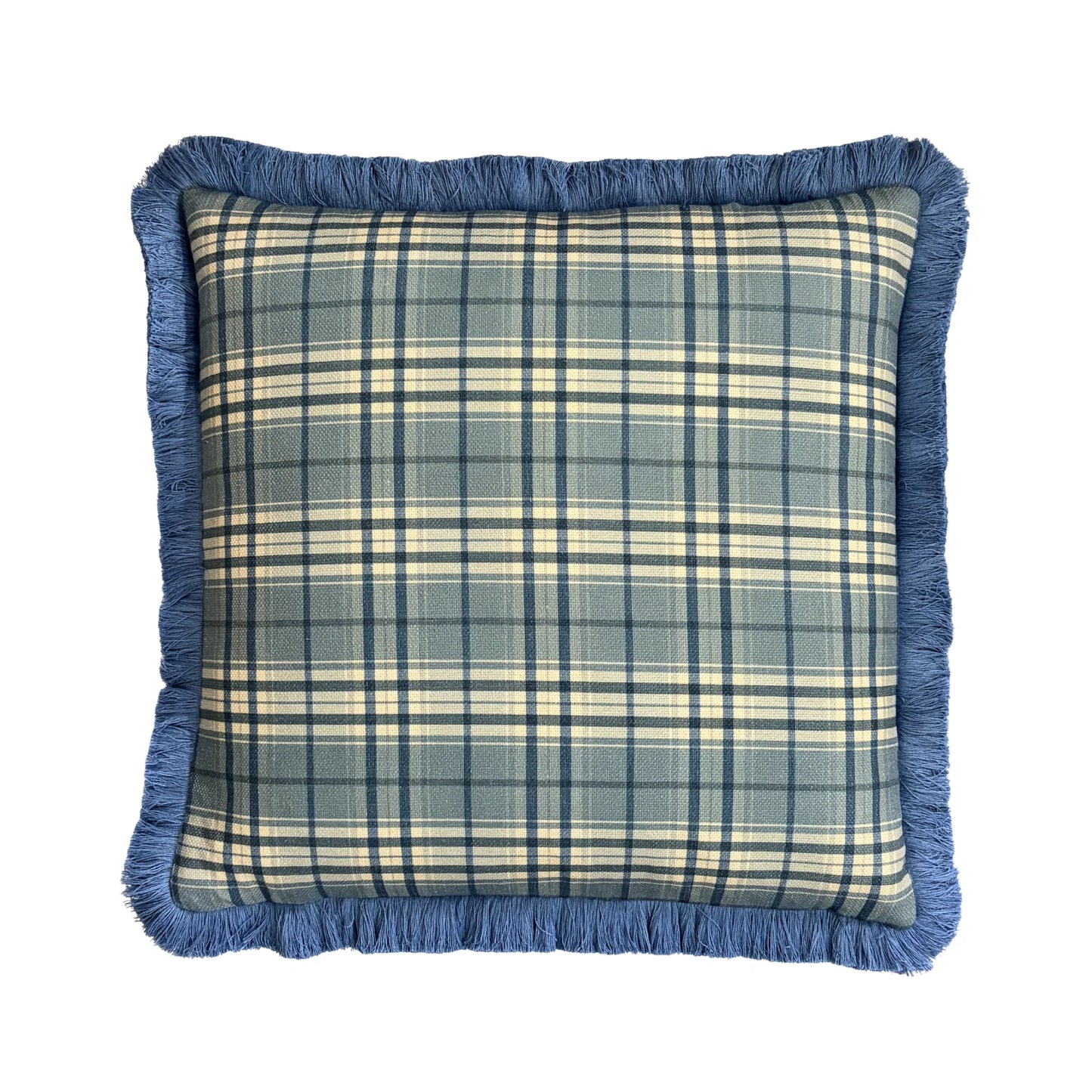Blue & Camel Plaid Cushion