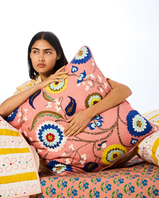 Kip & Co X Anna Spiro Isabelle Sunset Embroidered Cushion