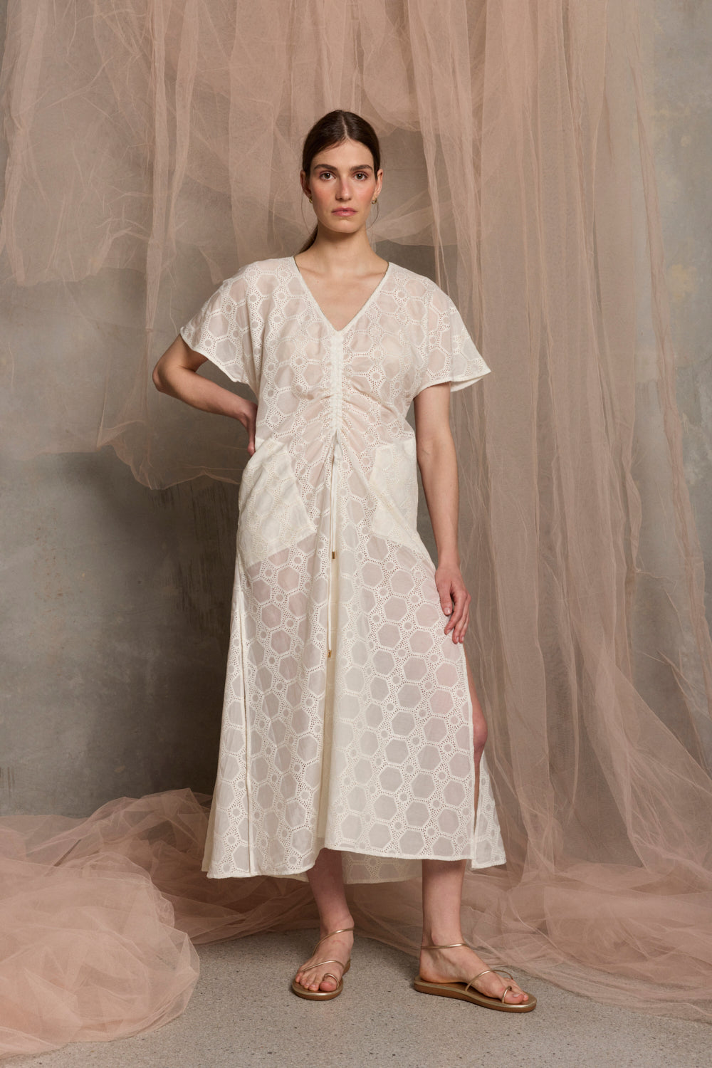 Ionian Drawstring midi Dress