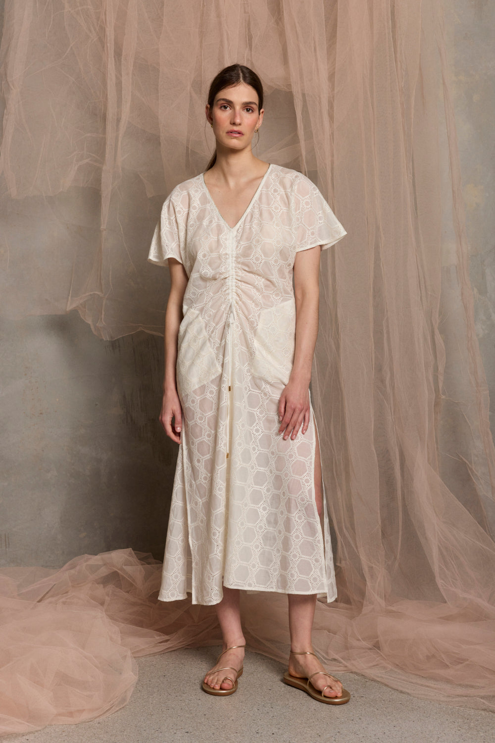 Ionian Drawstring midi Dress