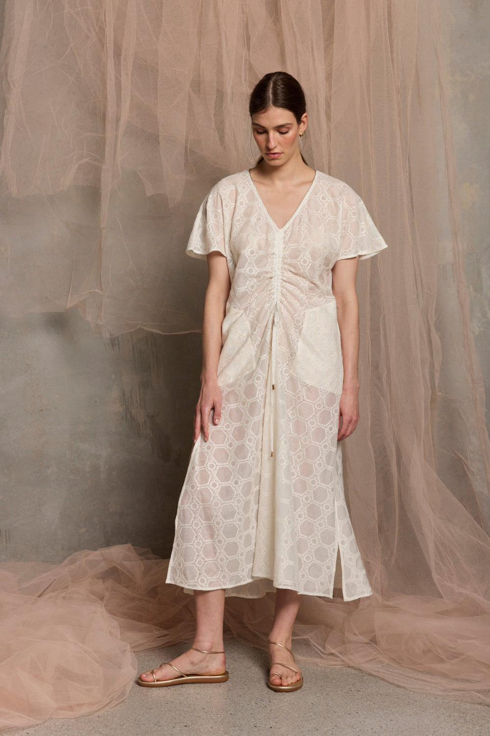 Ionian Drawstring midi Dress