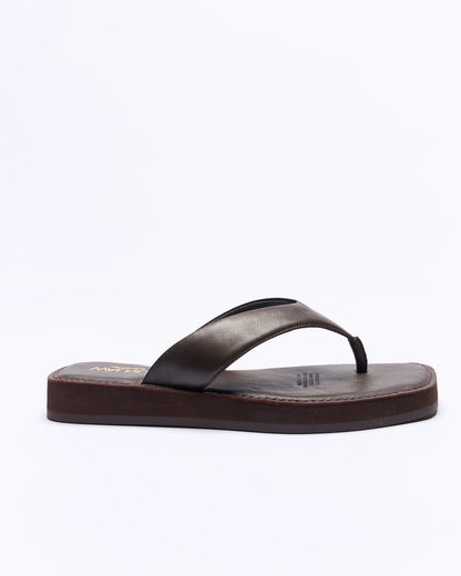 Walnut Filip Leather Slide - Chocolate