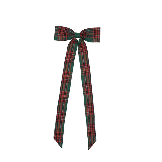 Green tartan Elongated Bow