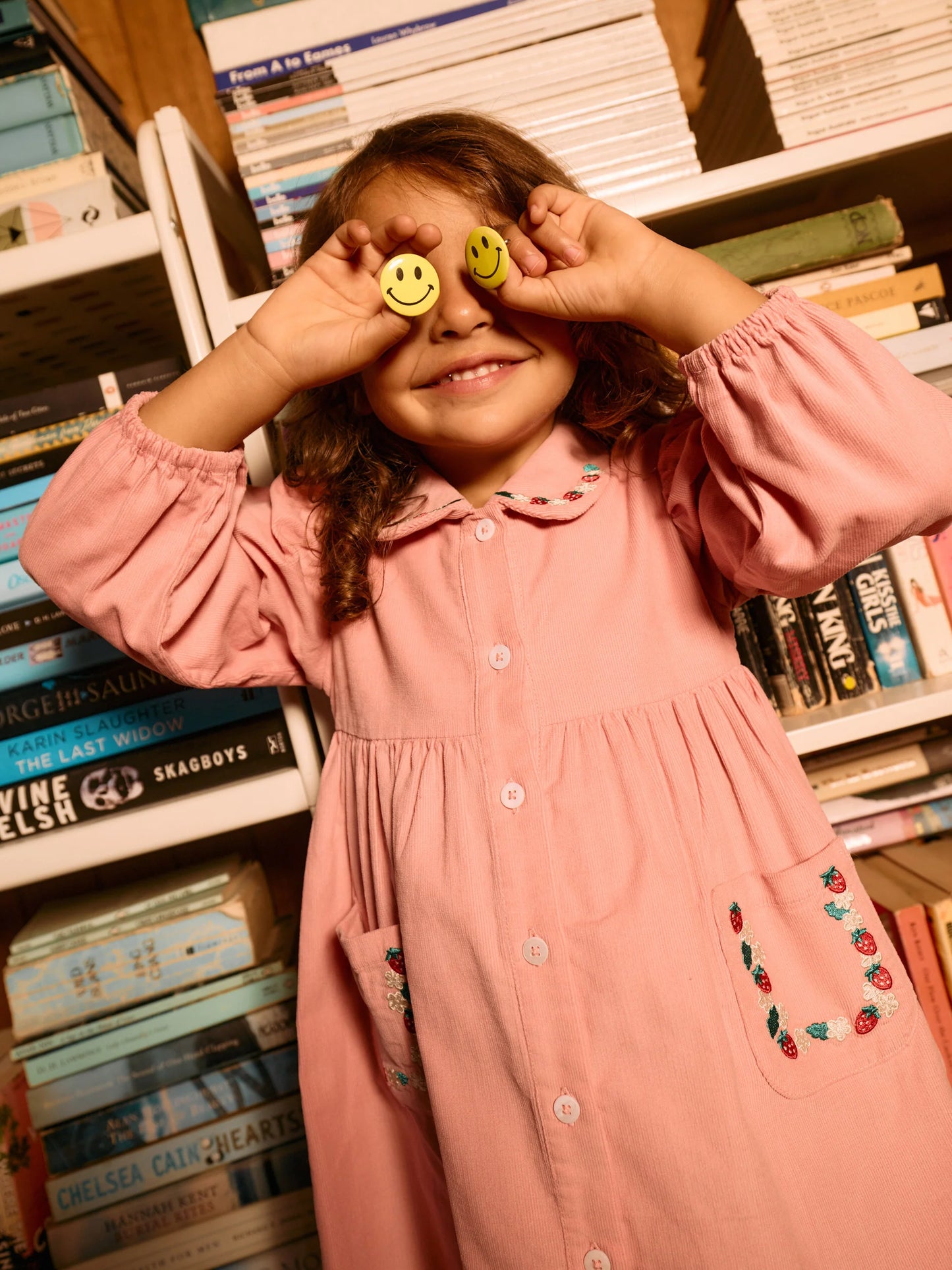 Goldie + Ace Wild Strawberry Corduroy Collar Dress