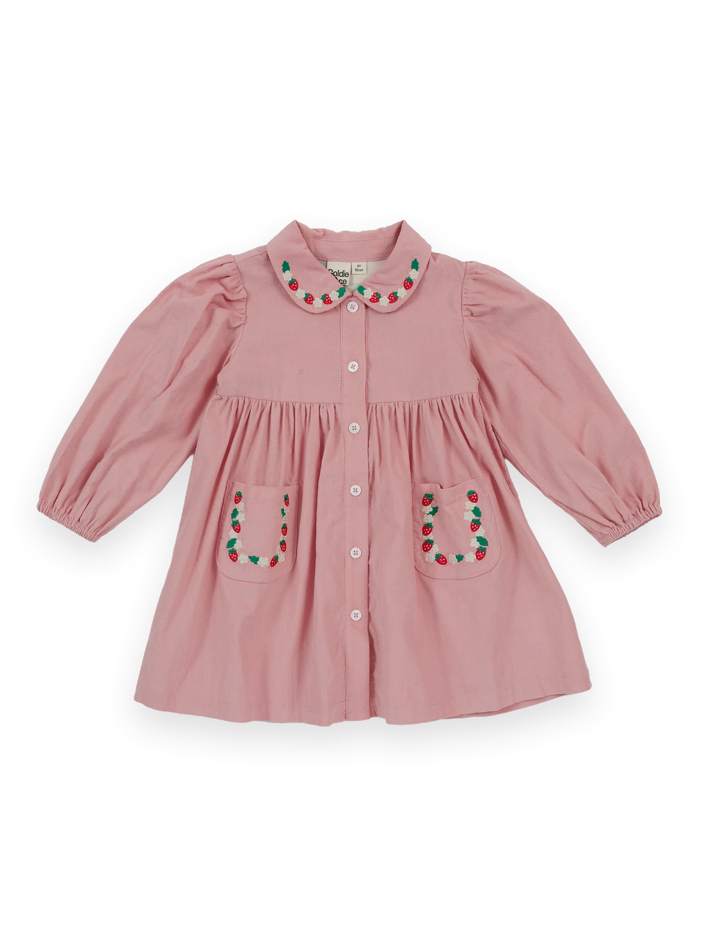 Goldie + Ace Wild Strawberry Corduroy Collar Dress