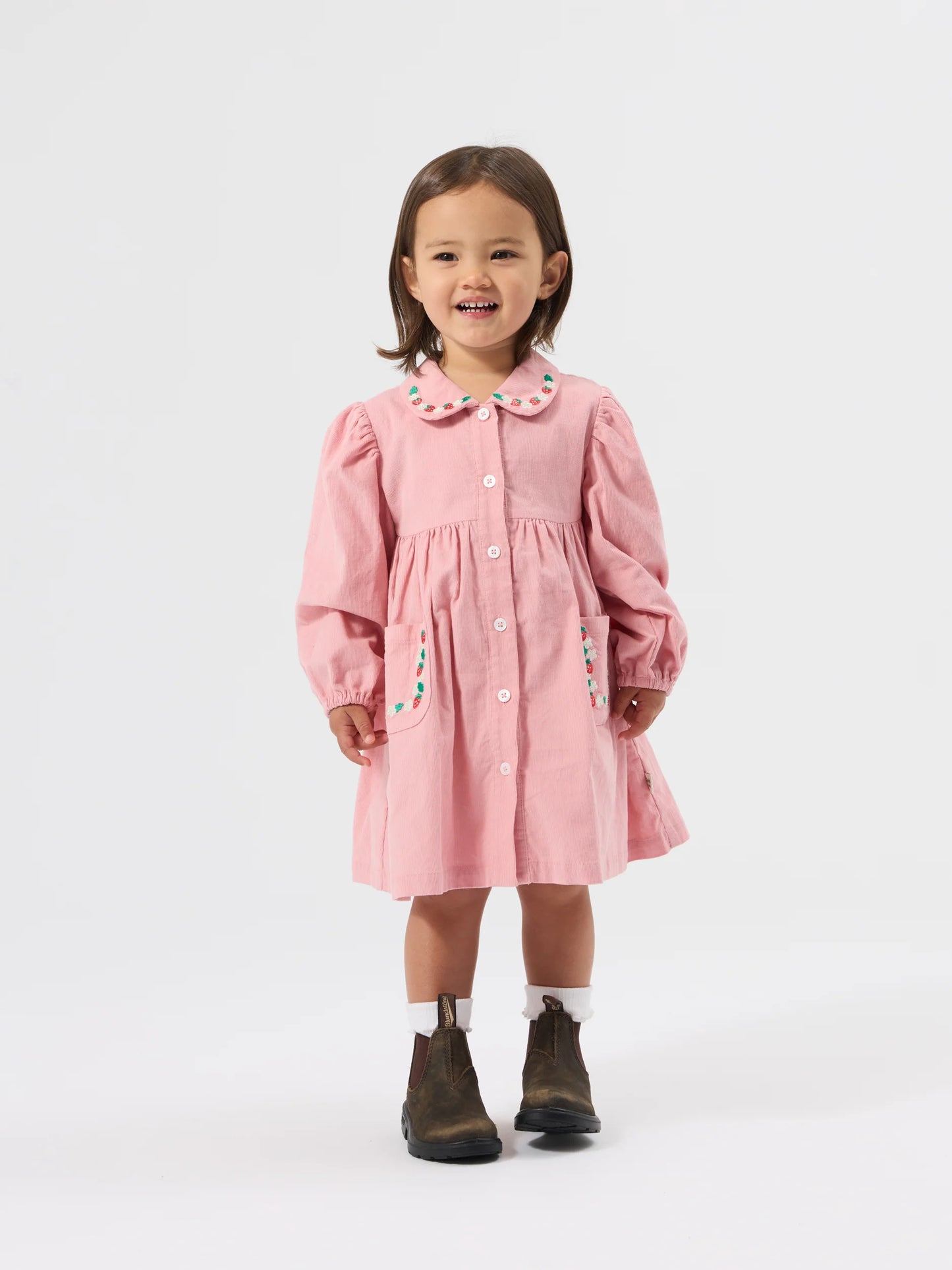 Goldie + Ace Wild Strawberry Corduroy Collar Dress