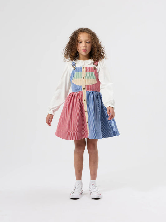 Goldie + Ace Patchwork Stripe Heidi Pinafore Dress