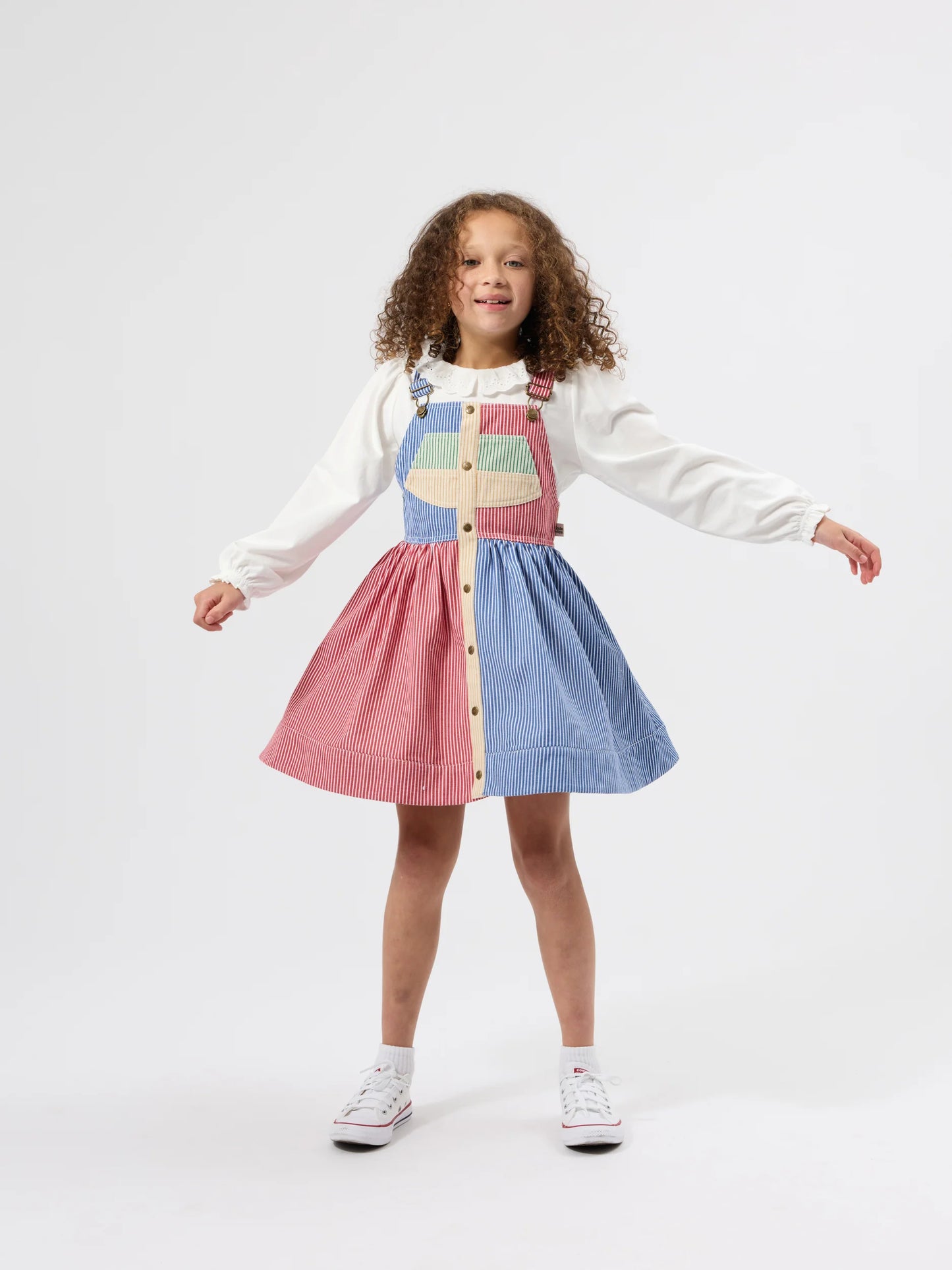 Goldie + Ace Patchwork Stripe Heidi Pinafore Dress