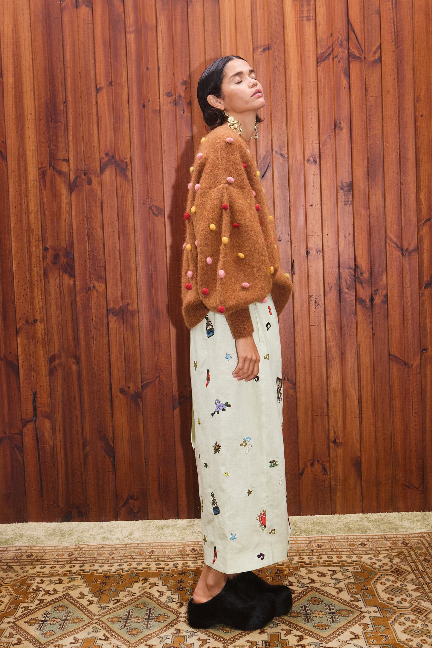 Alemais Elia Tobacco Balloon Sweater