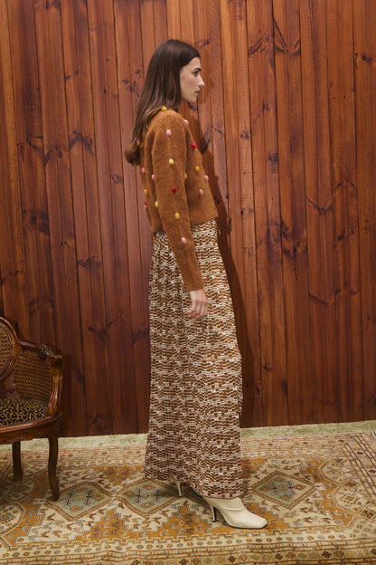 Alemais Elia Tobacco Cropped Cardigan