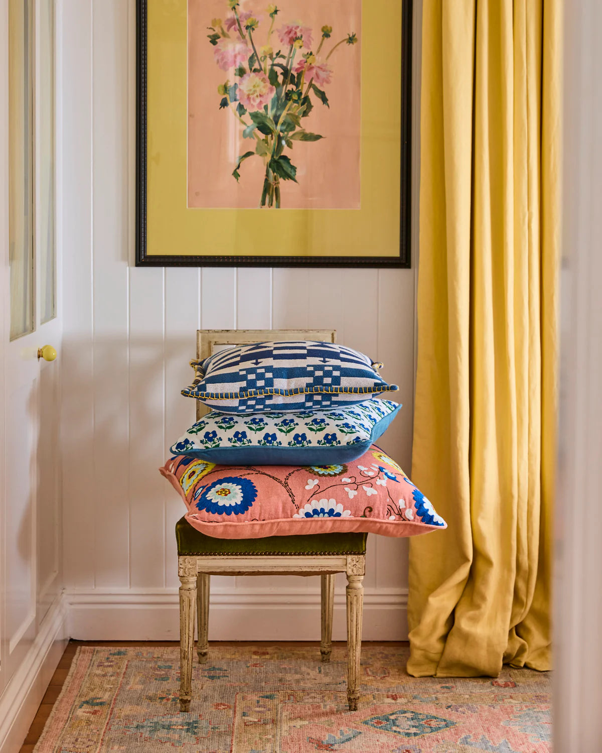 Kip & Co X Anna Spiro Isabelle Sunset Embroidered Cushion