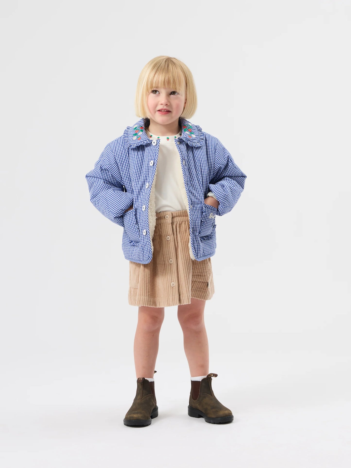Goldie + Ace Wild Strawberry Gingham Padded Jacket