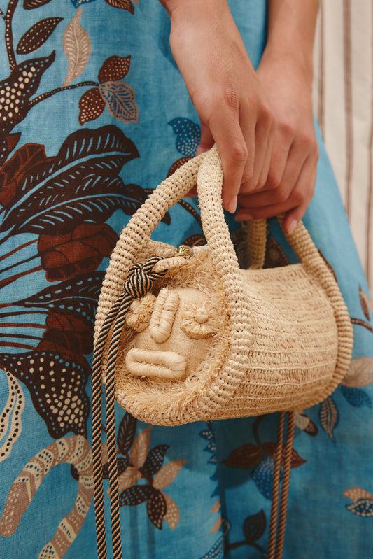 Alemais Sunlit Raffia Mini Barrel Bag