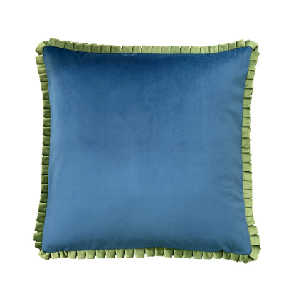 Parisian Blue and Pistachio Velvet Trim Cushion