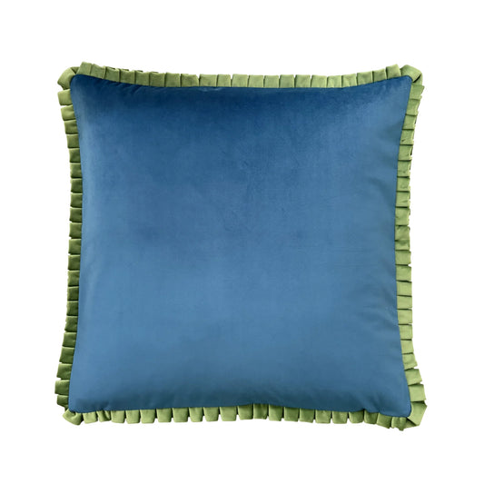 Parisian Blue and Pistachio Velvet Trim Cushion