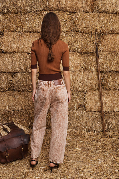 Alemais Spur Denim Cropped Jean