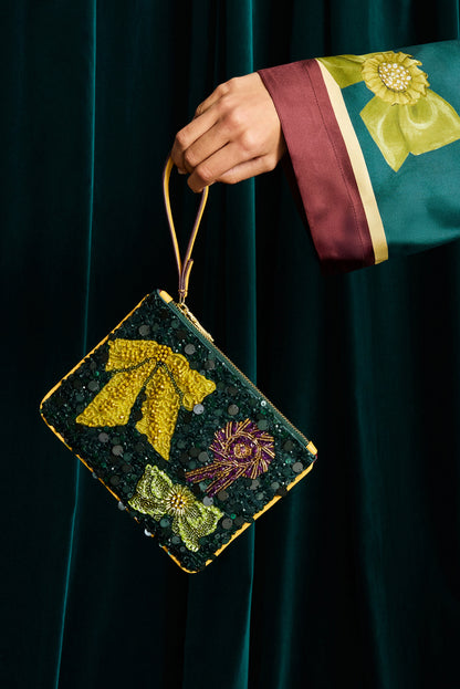 Alemais Rosetta Beaded Clutch