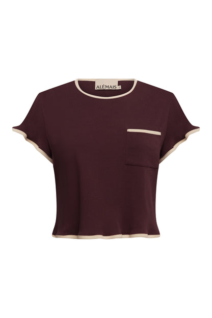 Alemais Bonetta Crop Tee Burgundy
