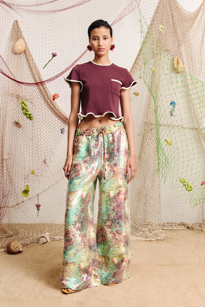 Alemais Bonetta Crop Tee Burgundy