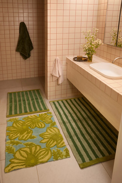 Bonnie & Neil Jardin Stripe Khaki Bath Mat