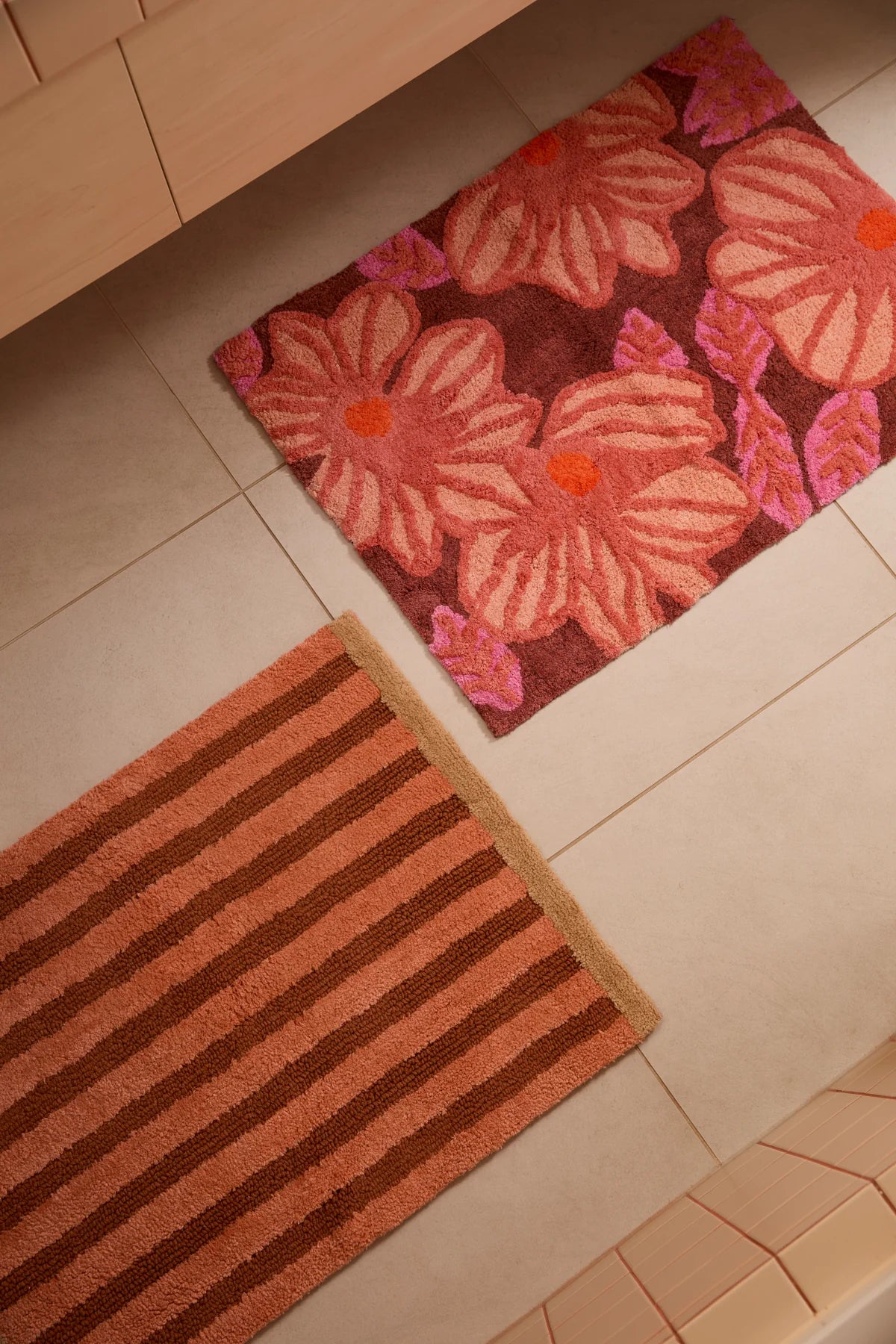 Bonnie & Neil Jardin Stripe Terracotta Bath Mat