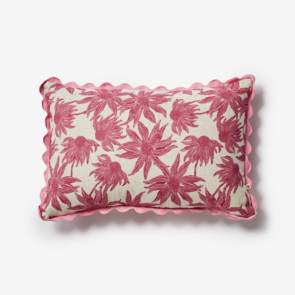 Bonnie & Neil Flannel Flower Pink Cushion