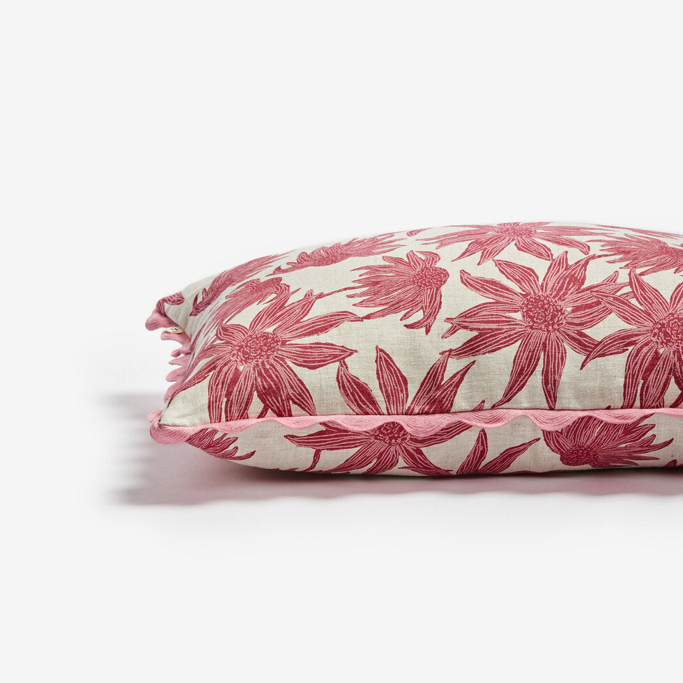 Bonnie & Neil Flannel Flower Pink Cushion