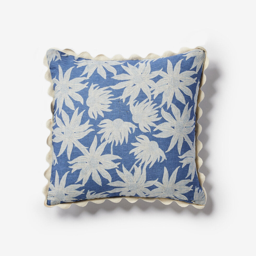 Bonnie & Neil Flannel Flower Blue Cushion