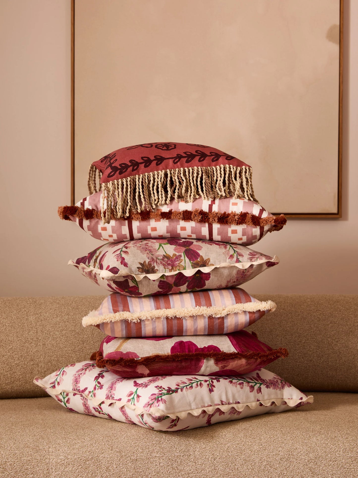 Bonnie & Neil Petra Coral Linen Cushion