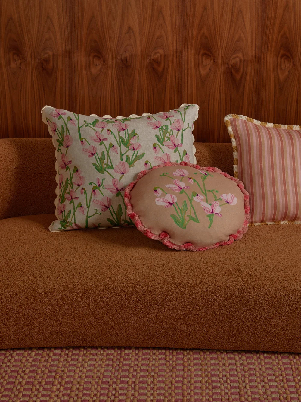 Bonnie & Neil Sweet Pea Buff Cushion