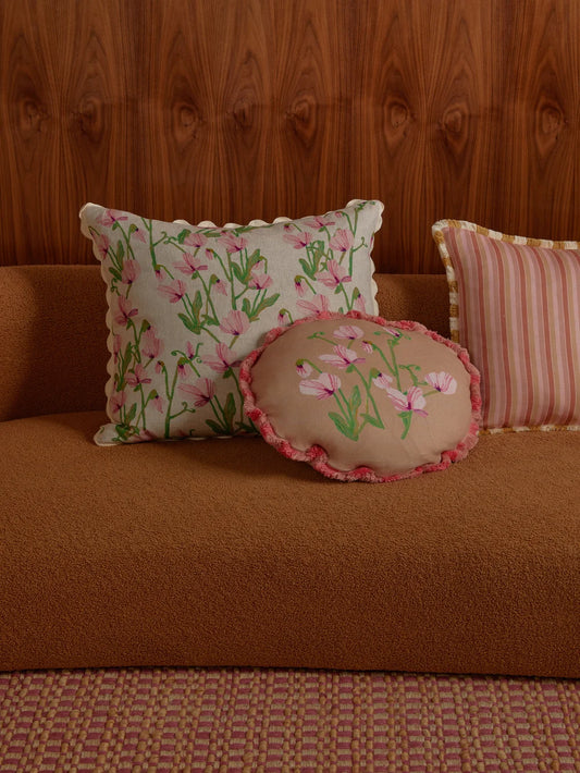 Bonnie & Neil Sweet Pea Buff Cushion