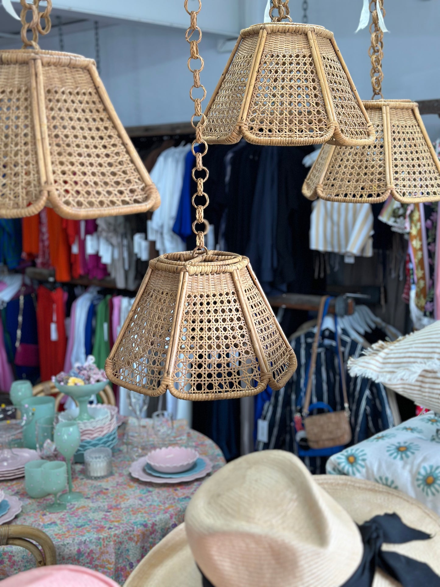 Vintage Rattan Pendants