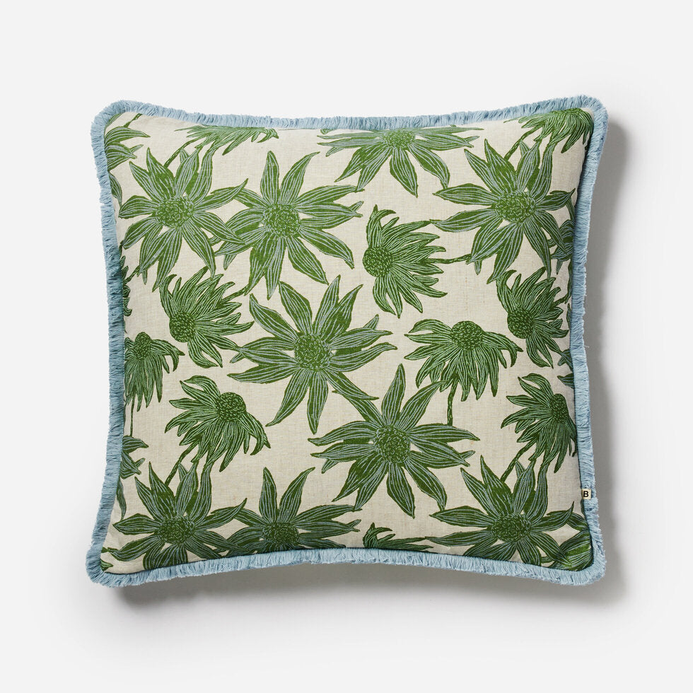 Bonnie & Neil Flannel Flower Khaki Cushion