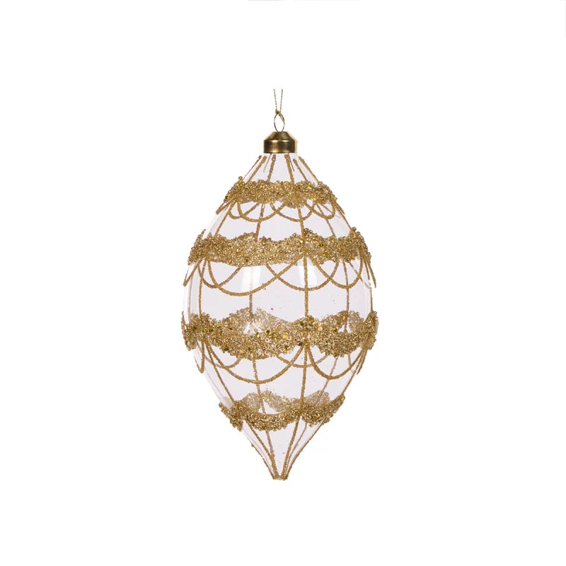 Round Glittered Scallop Drop Bauble