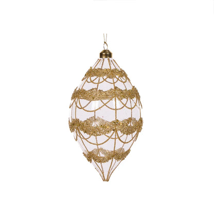 Round Glittered Scallop Drop Bauble