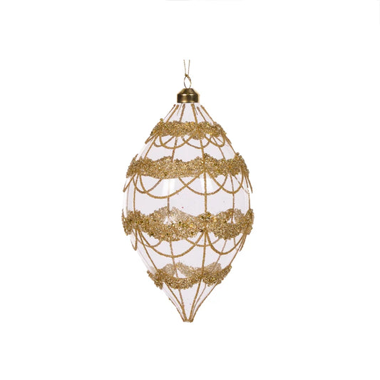 Round Glittered Scallop Drop Bauble