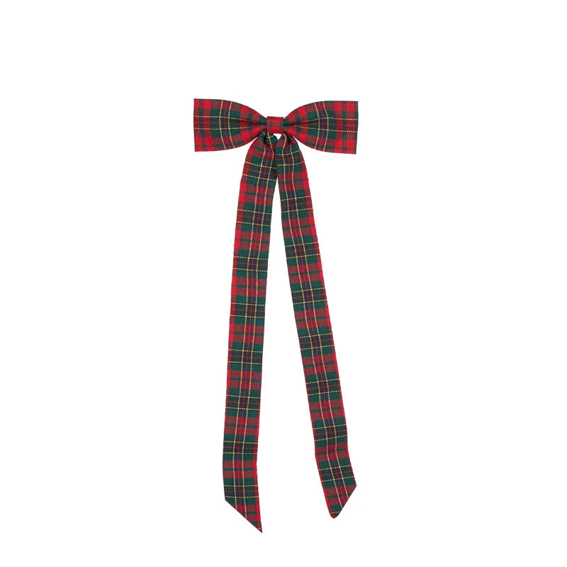 Red tartan Elongated Bow