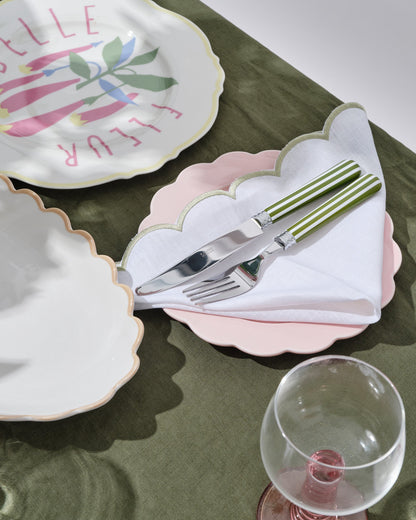 Green and White Stripe Cutlery (16pcs)