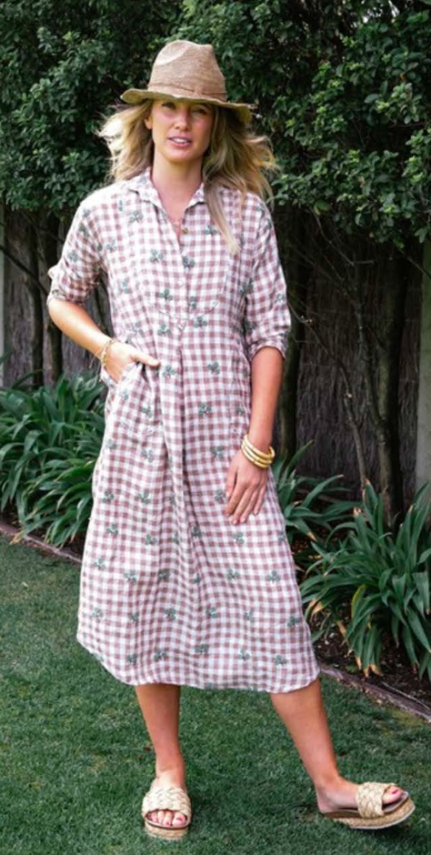 Mandalay Flower Bud Gingham Maxi Dress