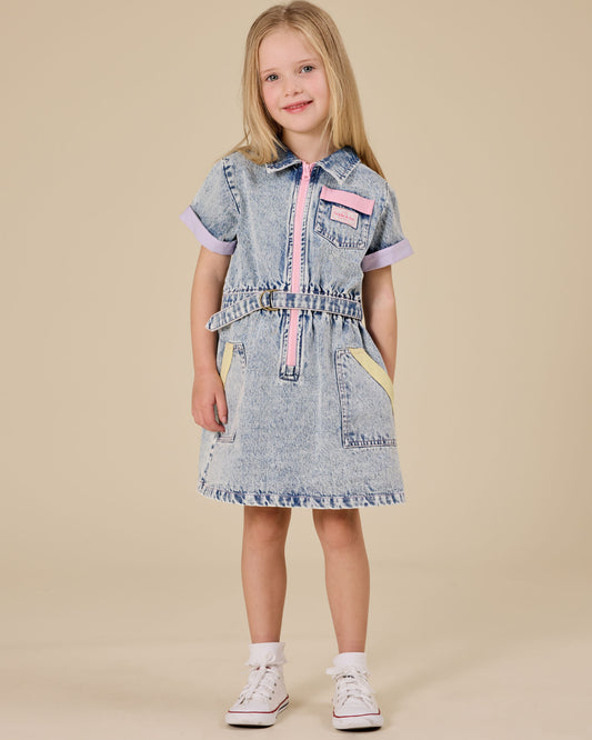 Goldie + Ace Pastel Pop Piper Denim Dress