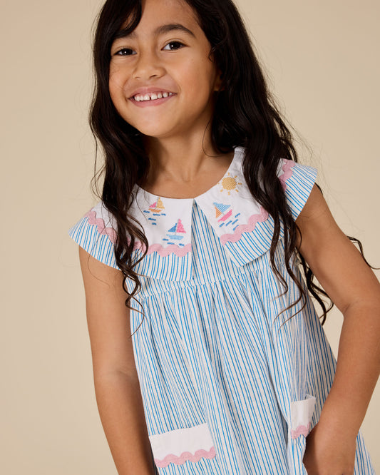 Goldie + Ace Sailor Stripe Lucy Collared Dress