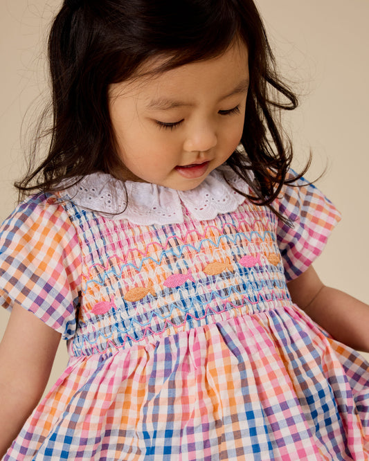 Goldie + Ace Rainbow Gingham Smocked Dress