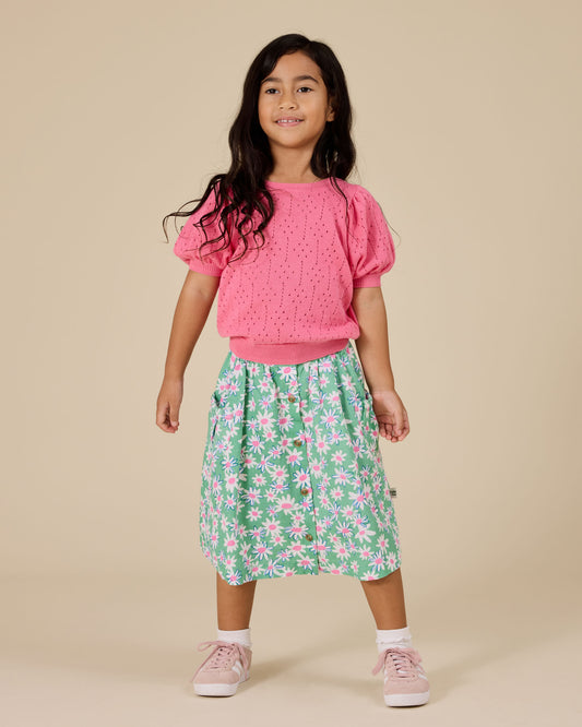 Goldie + Ace Pointelle Puff Knit Top