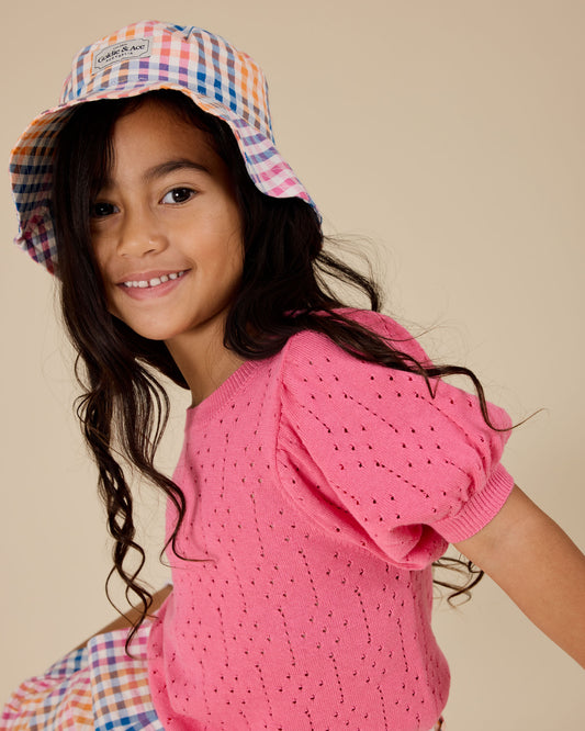 Goldie + Ace Rainbow Gingham Bucket Hat