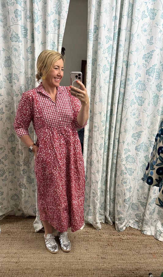Mandalay Leaves Clover Maxi Shirtdress