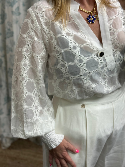 Rea Shirred Cuff Blouse