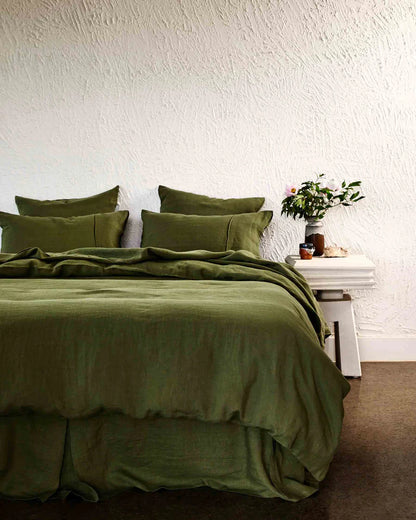 Kip & Co Olive Linen Bedding