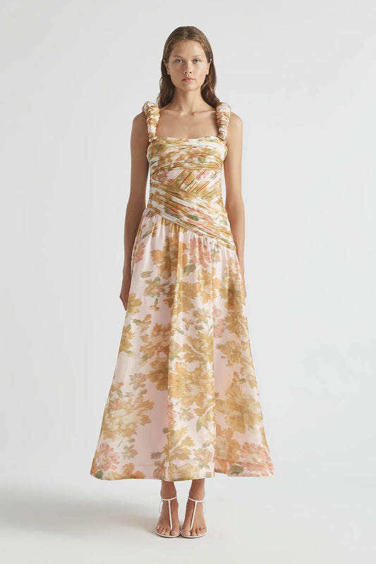 Antipodean Peach Dream Rouched Strap Gown