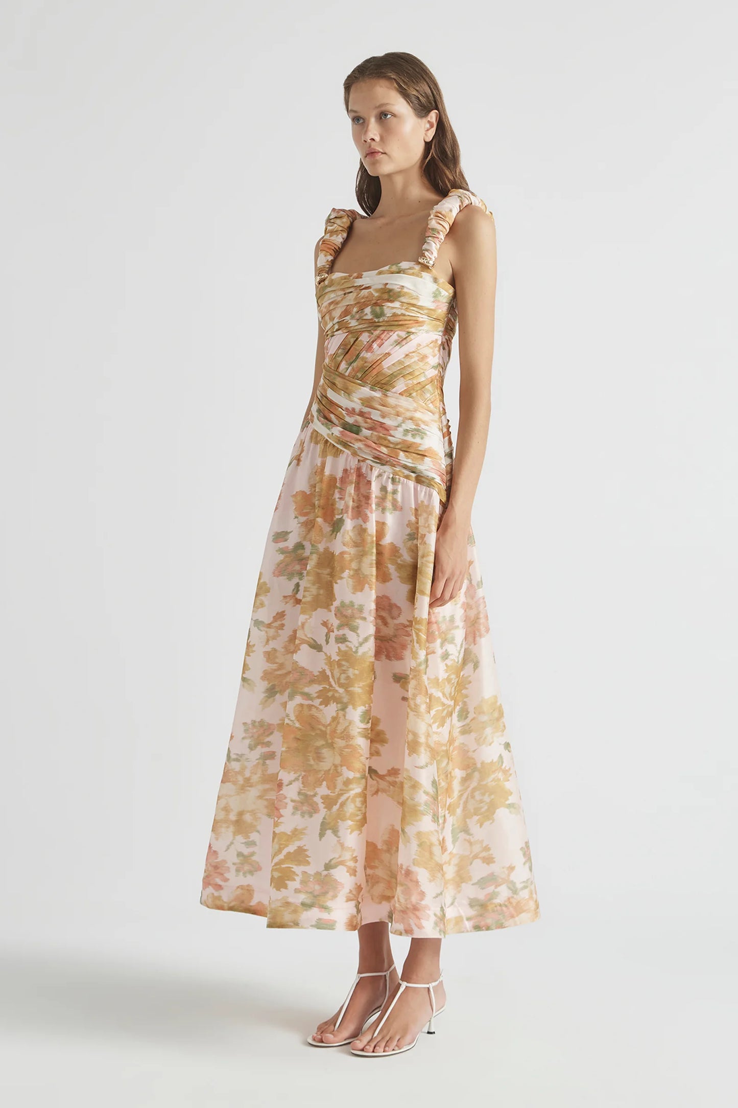 Antipodean Peach Dream Rouched Strap Gown