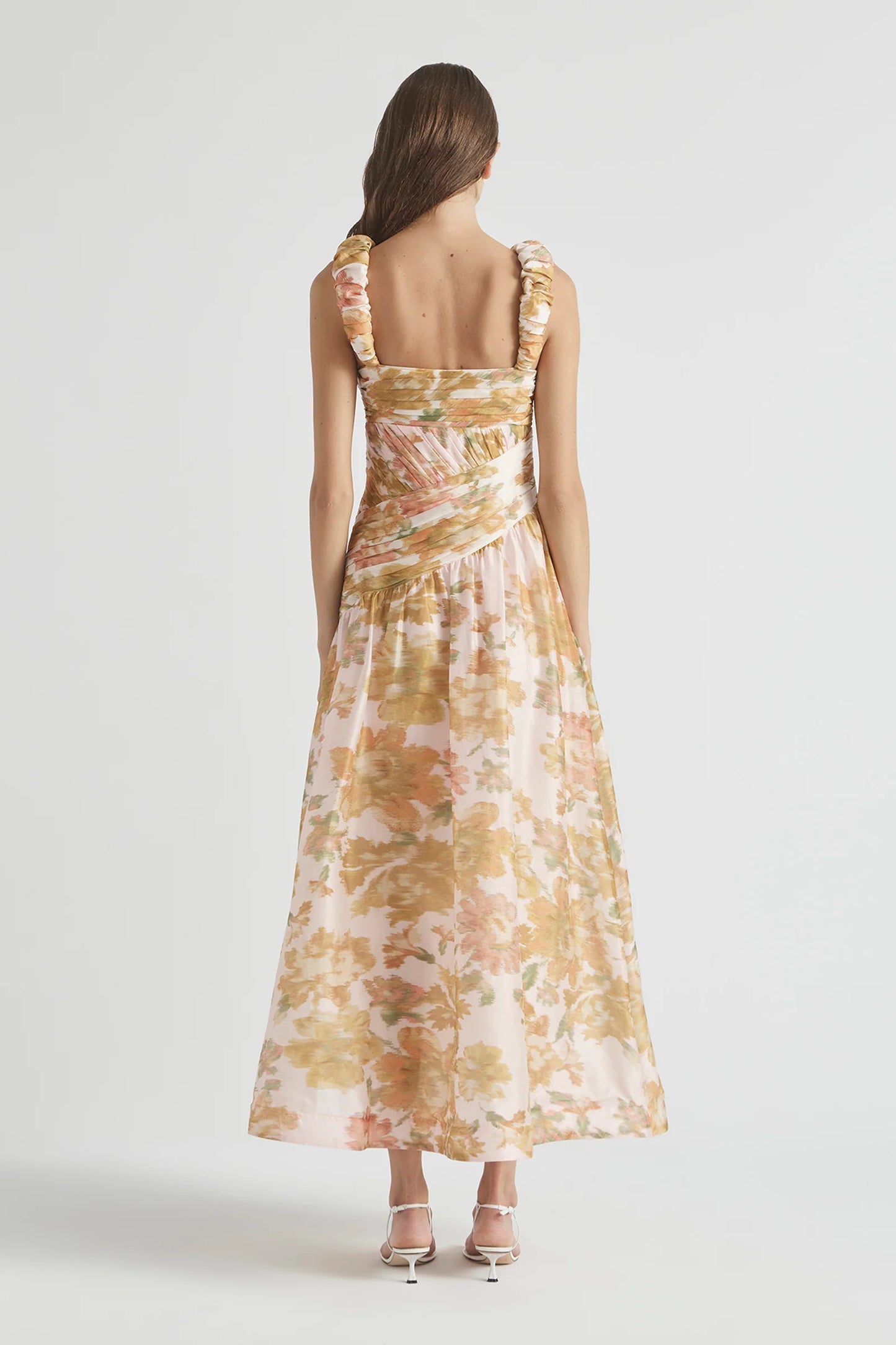 Antipodean Peach Dream Rouched Strap Gown